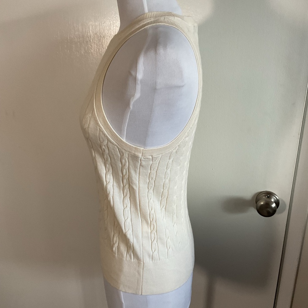 Banana Republic 100% Merino Wool Cable Knit Halter Top Cream Beige Medium - Picture 5 of 6